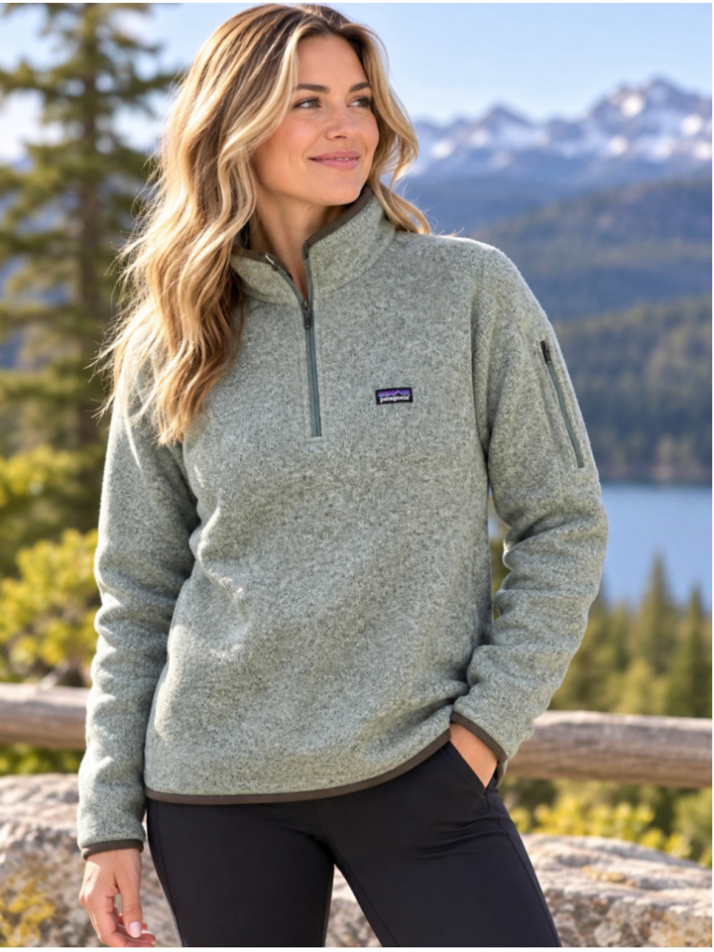 Patagonia Women's Better Sweater 1/4-Zip Fleece Pullover Size L Sage Green